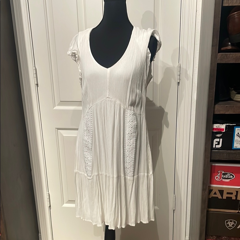 New York & Company White Pleated Sundress (A)